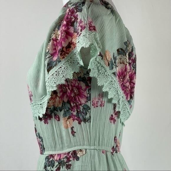 Altar’d State Pale Green Floral Lace Prairie Boho Cottage Maxi Dress NWOT Size S - Picture 5 of 12